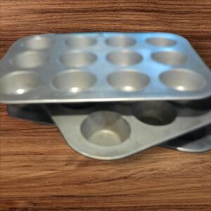 Vtg MIRRO FOLEY Aluminum 12 Mini Muffin Cupcake Pans Tin Tart Pans USA Lot of 3
